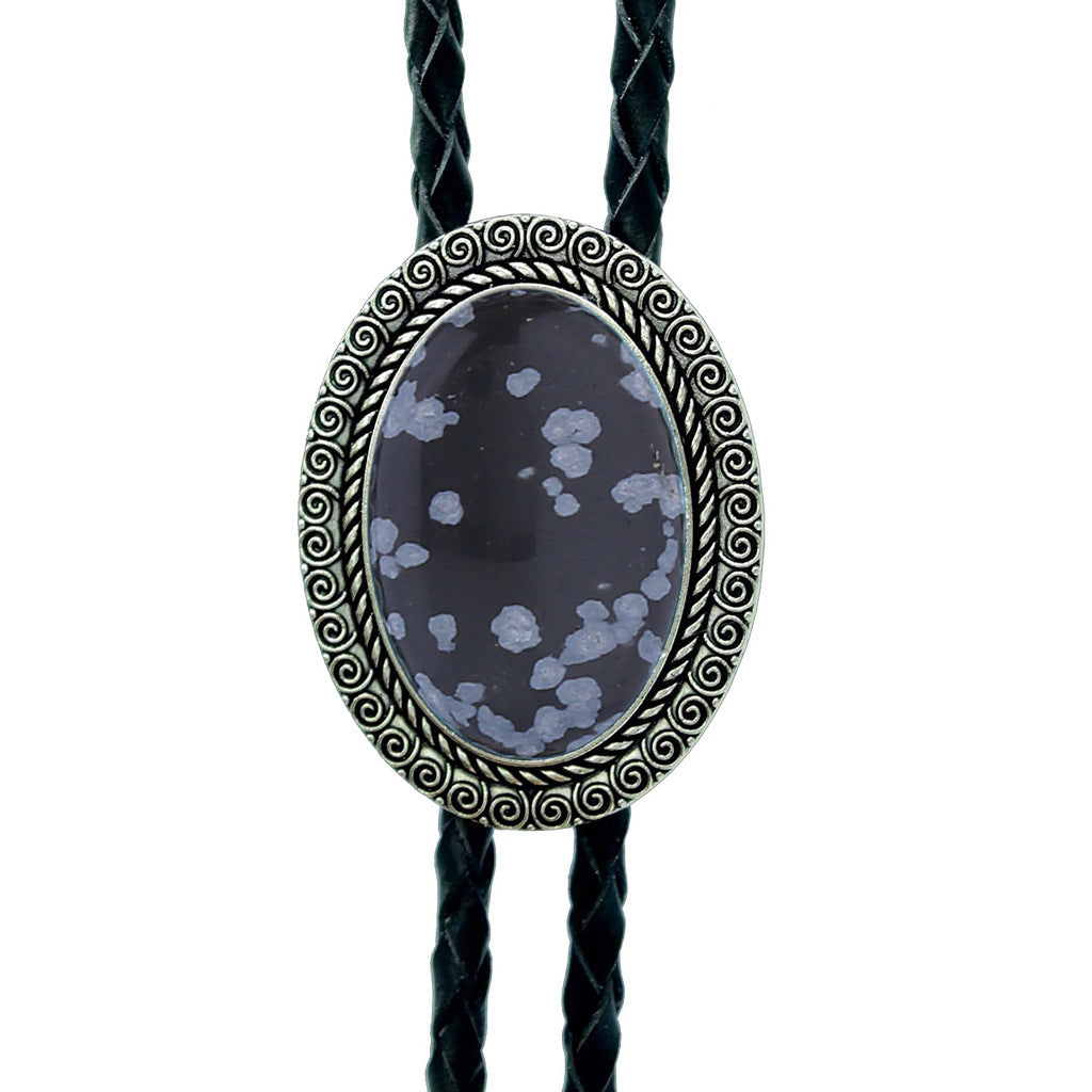 Jade Gem Bolo Tie Polo Neckline Rope Necklace
