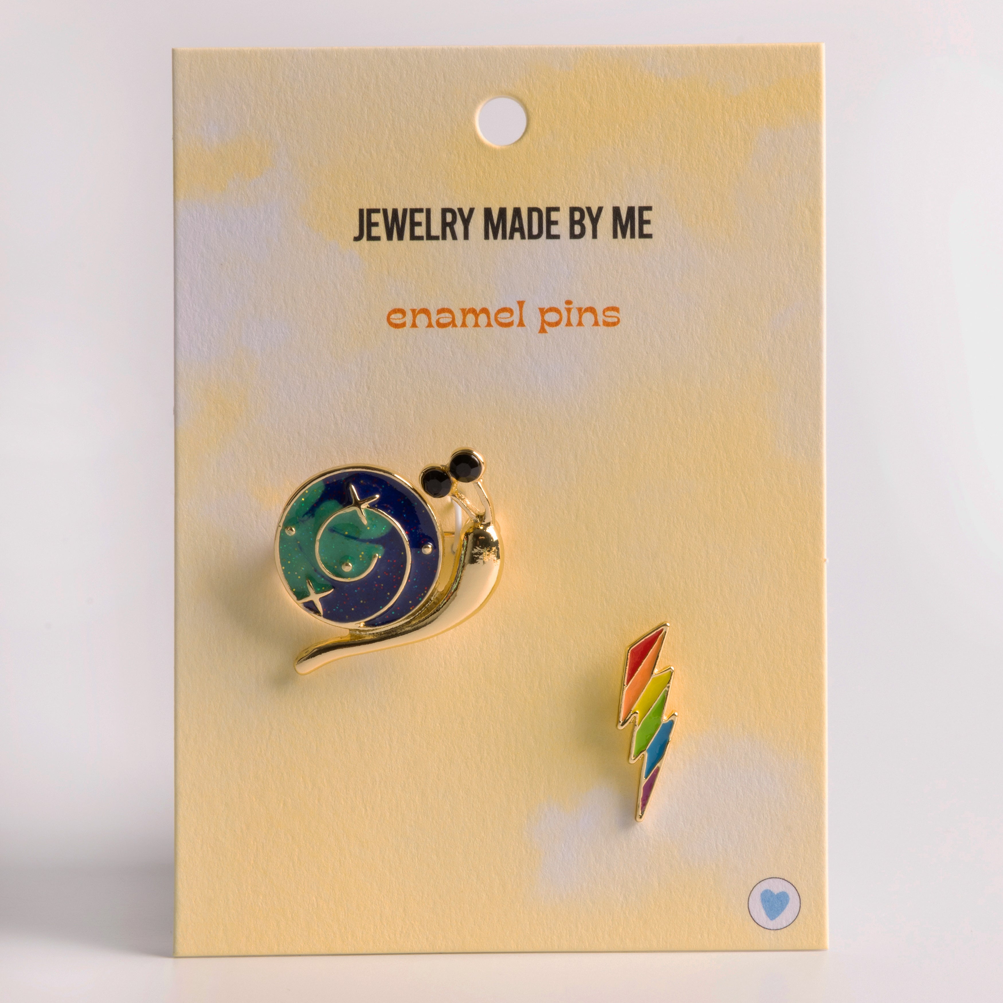 JMBM Kids Snail Rainbow Lightning Bolt Collectible Enamel Pins Duo