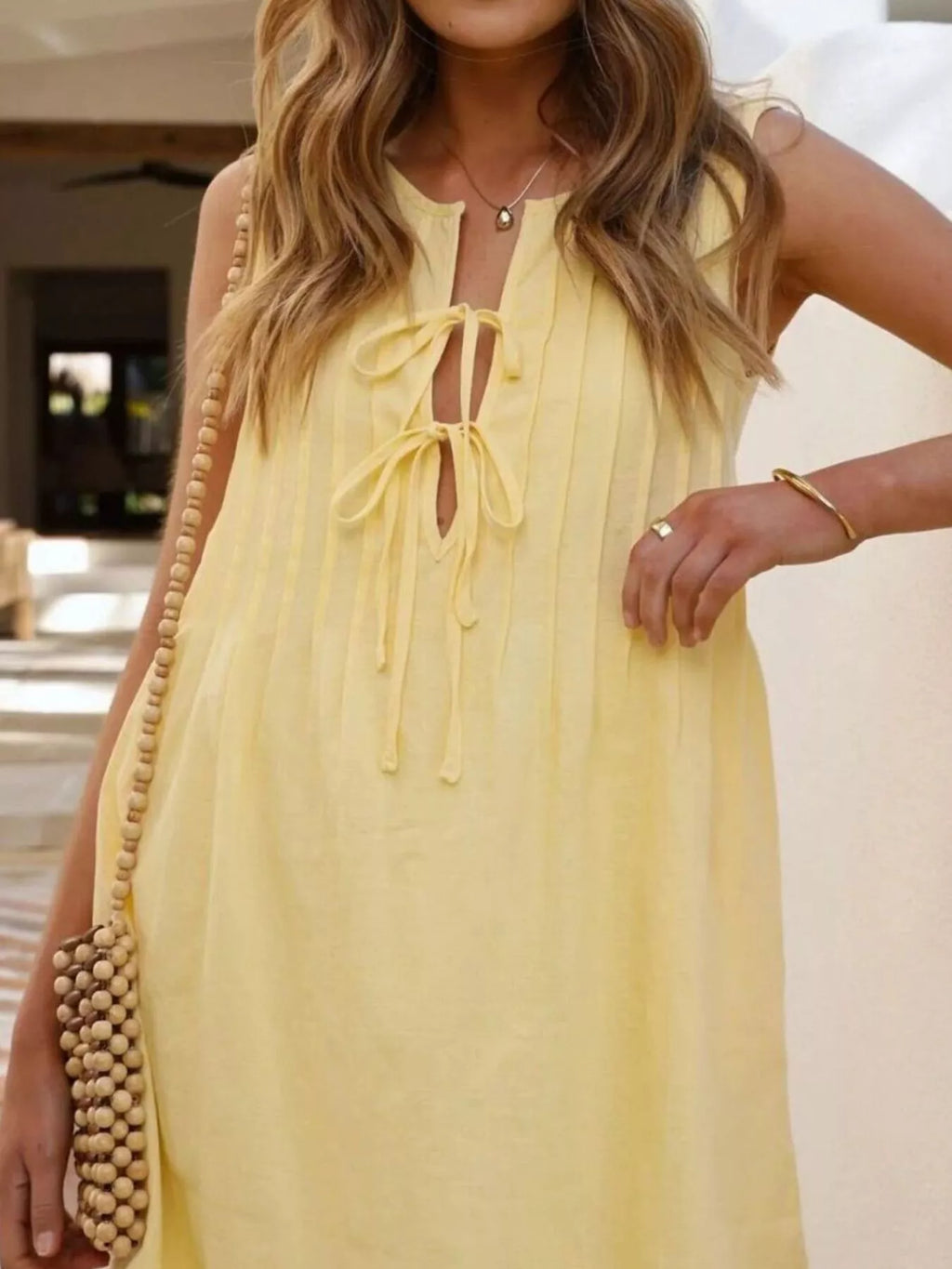 Sleeveless Tie-Front Mini Dress by Shopiebay