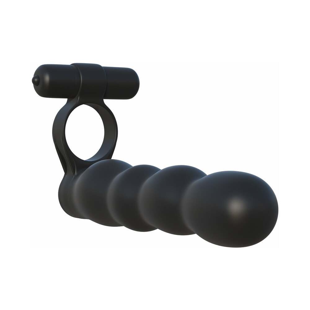 Fantasy C-Ringz Posable Partner Double Penetrator Vibrating Cockring Black - Goddess Imports Marketplace