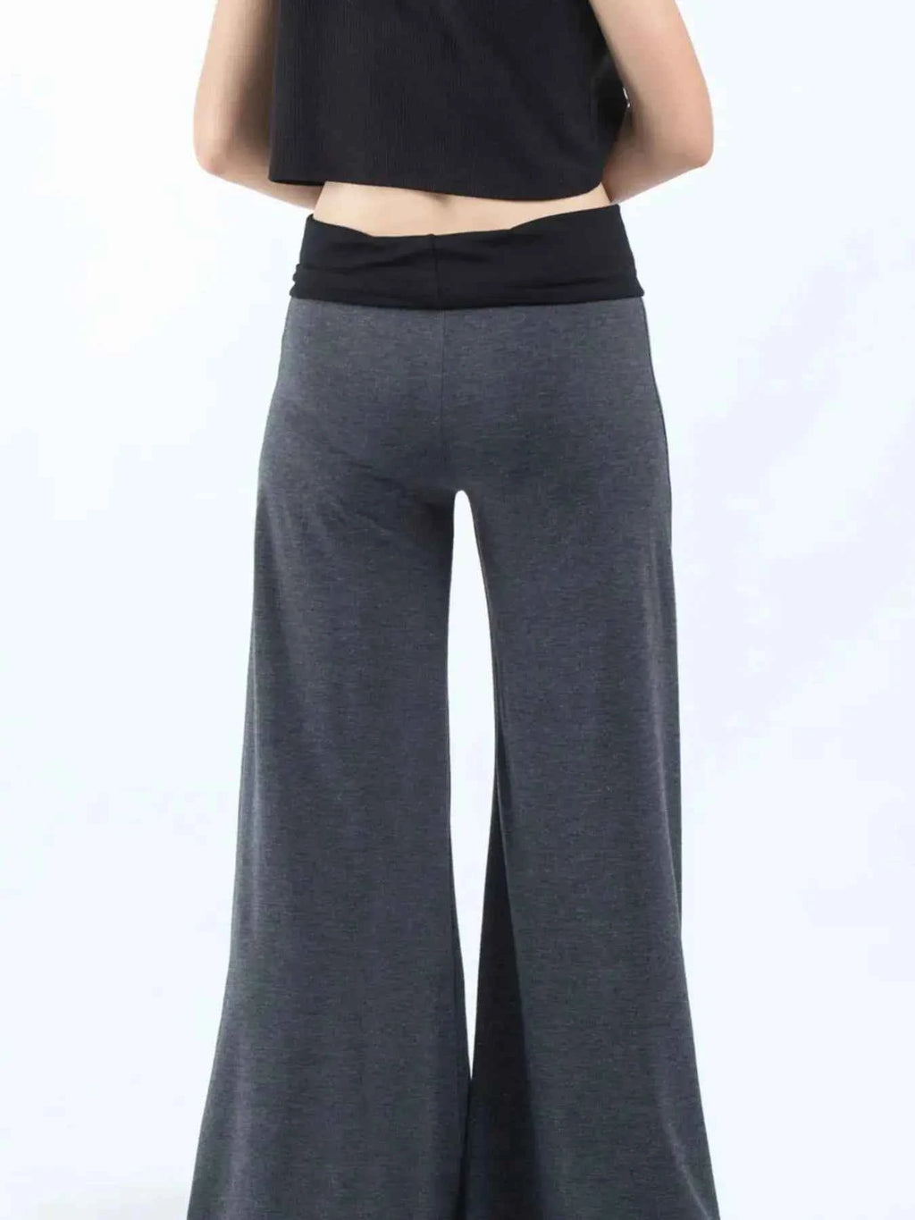 High Waisted Wide Leg Yoga Pants with Contrast Waistband