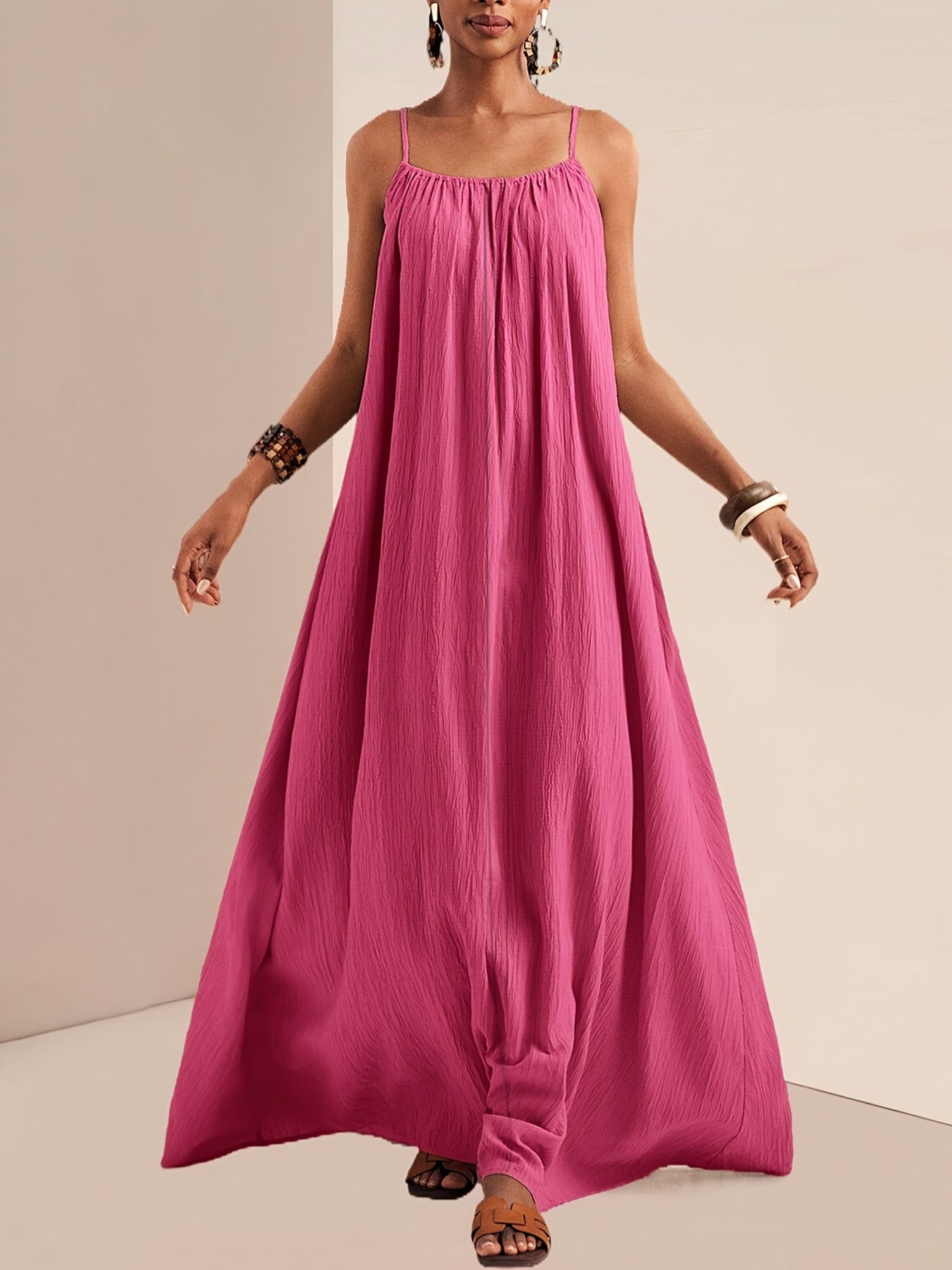 Spaghetti Strap Flowy Maxi Dress by Shopiebay