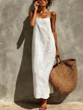 Sleeveless Linen Casual Maxi Dress by Shopiebay
