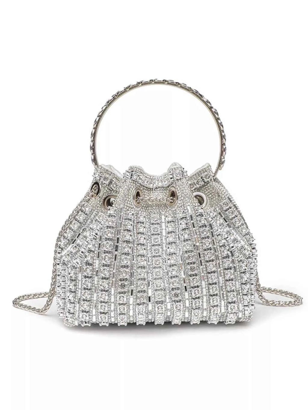 Bucket Style Rhinestone Crossbody Bag