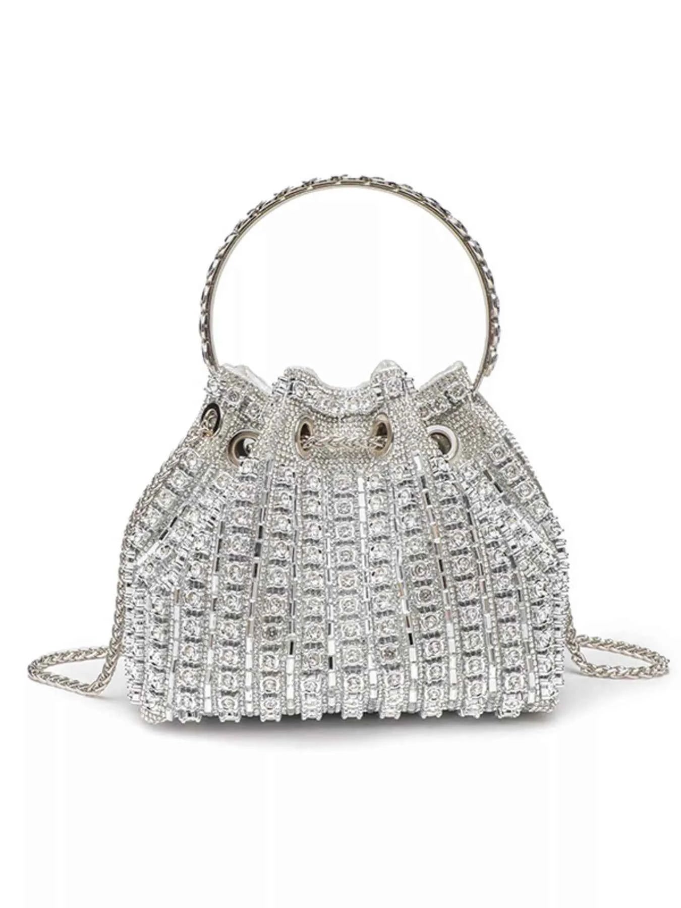 Bucket Style Rhinestone Crossbody Bag