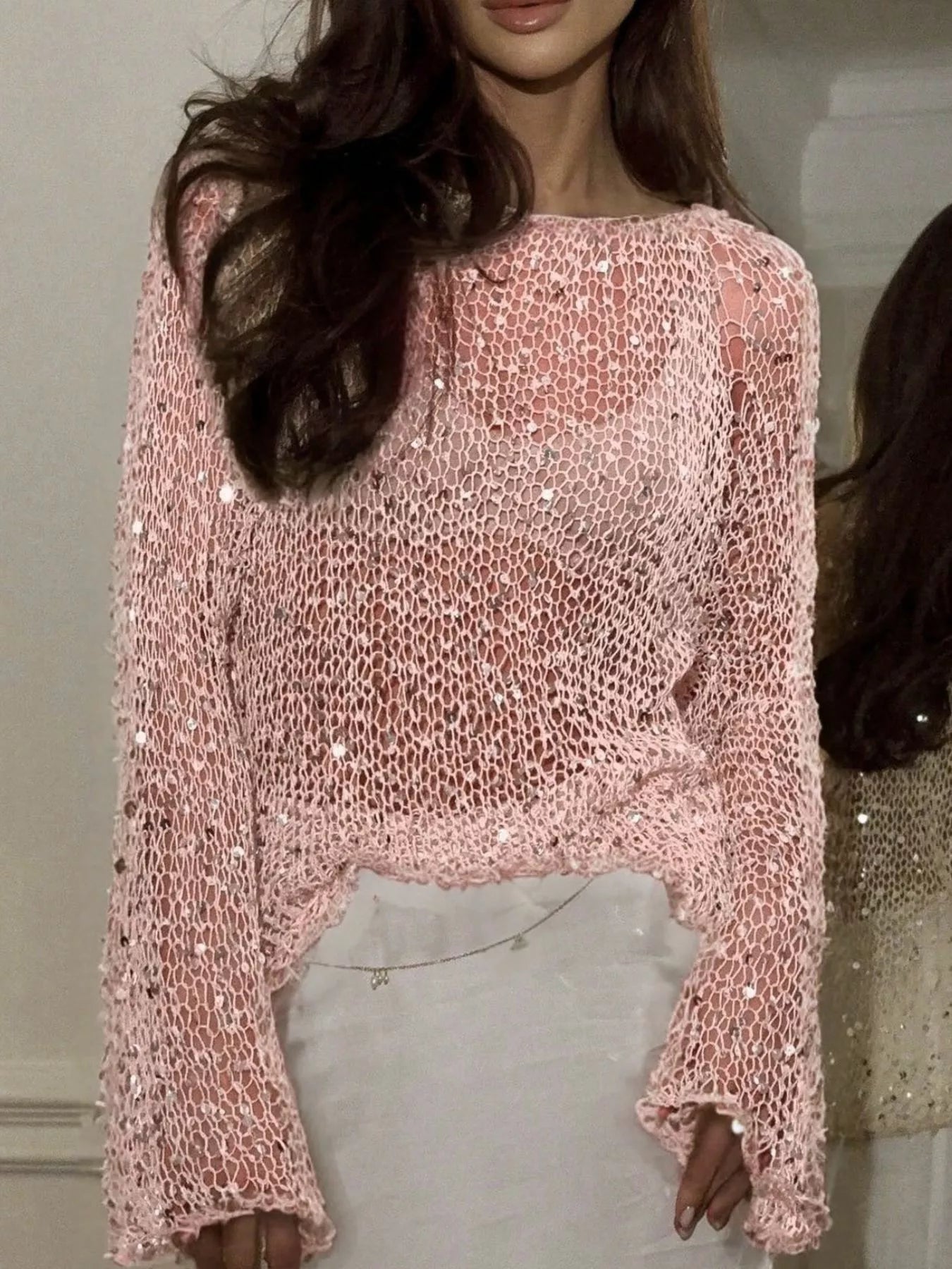 Sequin Embellished Knit Cover Up