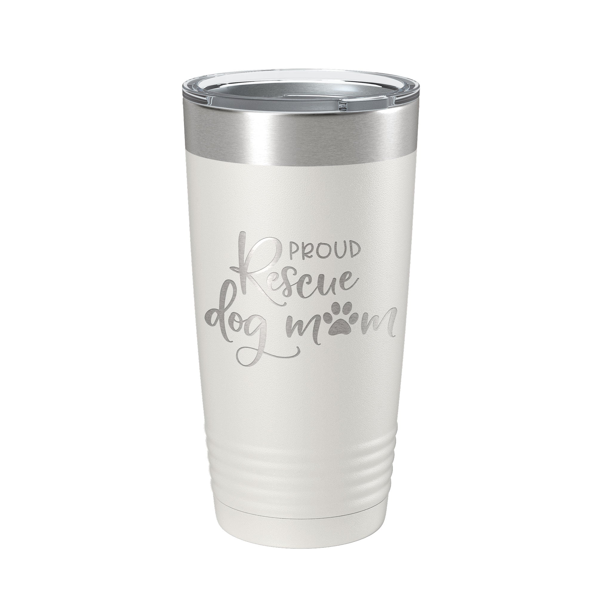 Proud Rescue Mom Tumbler Dog Travel Mug Gift Insulated Laser Engraved Coffee Cup 20 oz - Goddess Imports Marketplace