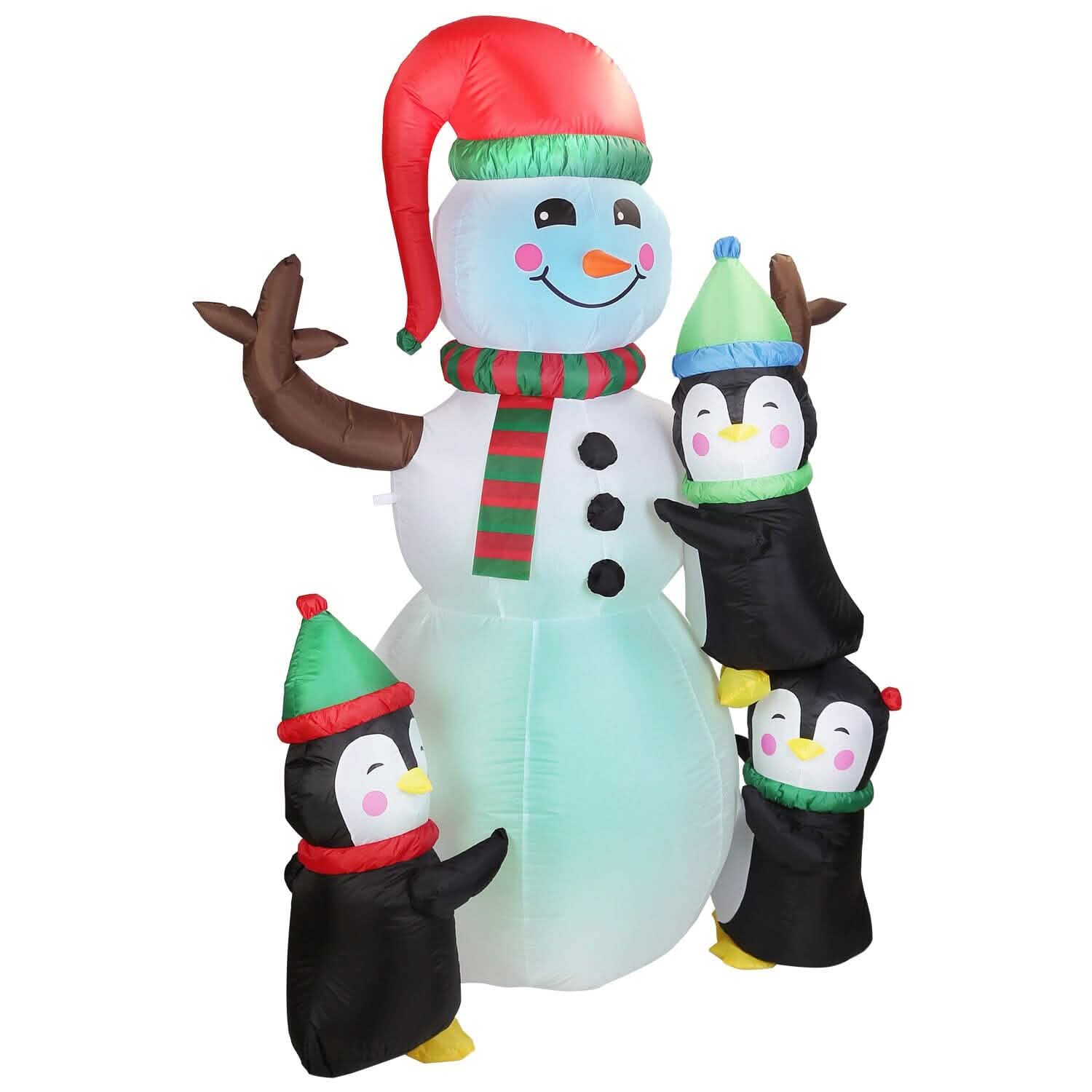 5.9Ft Snowman and Penguin Blow Up Yard Decoration with LED Light Built-in Air Blower by DailySale