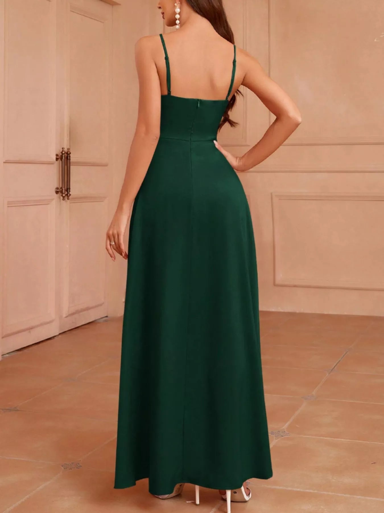 Slit Spaghetti Strap Maxi Dress by Shopiebay