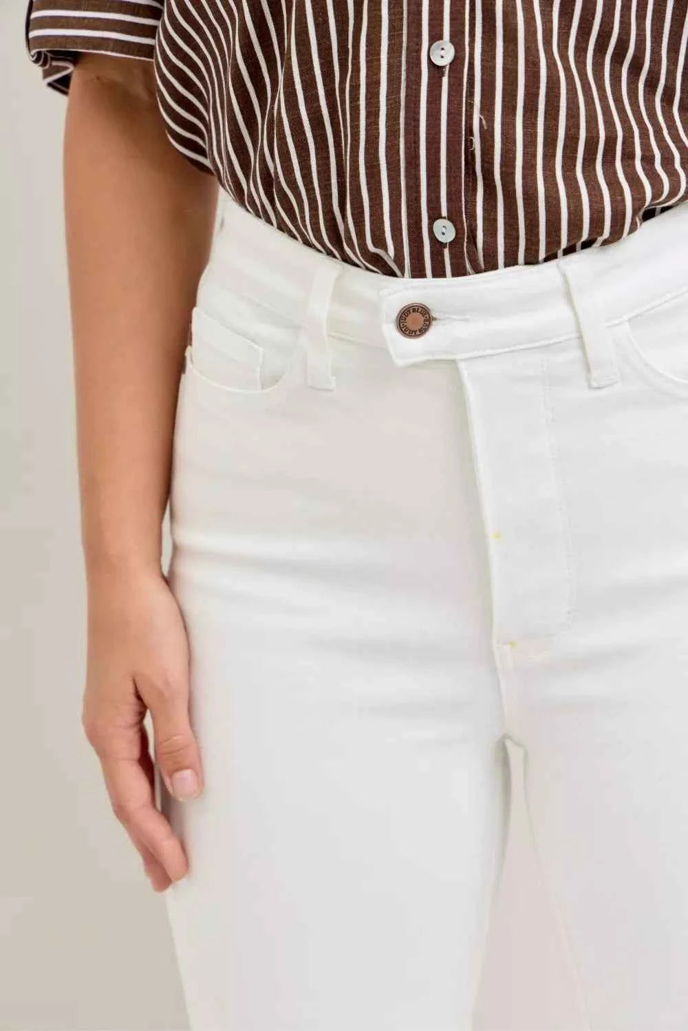 Judy Blue High Waist Extended Waistband Capri Pants with Spade Pockets