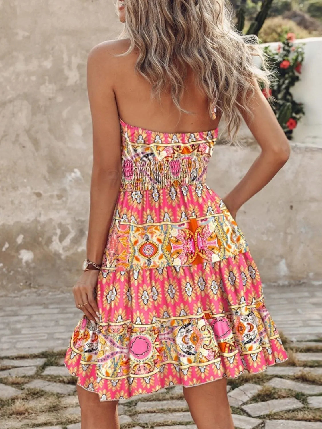 Paisley Print Halter Neck Mini Dress by Shopiebay