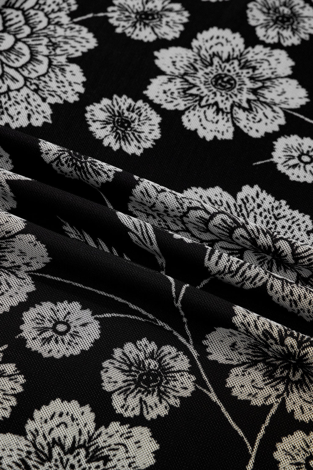 Brown Thumbhole Long Sleeve Floral Print Mesh Top