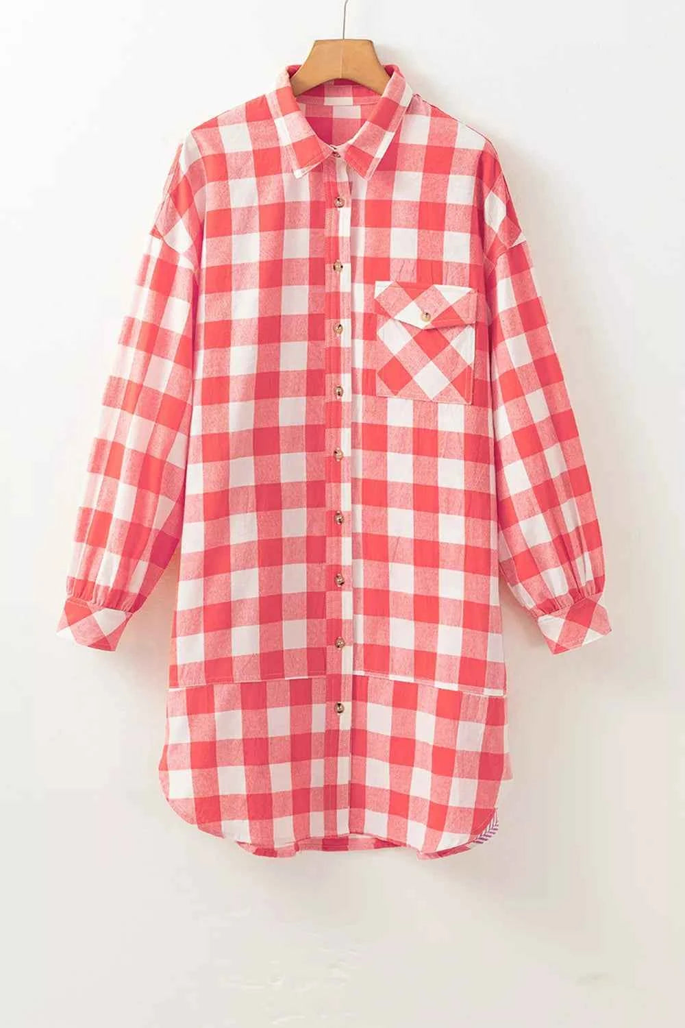 Oversized Plaid Button-Down Shirt Dress