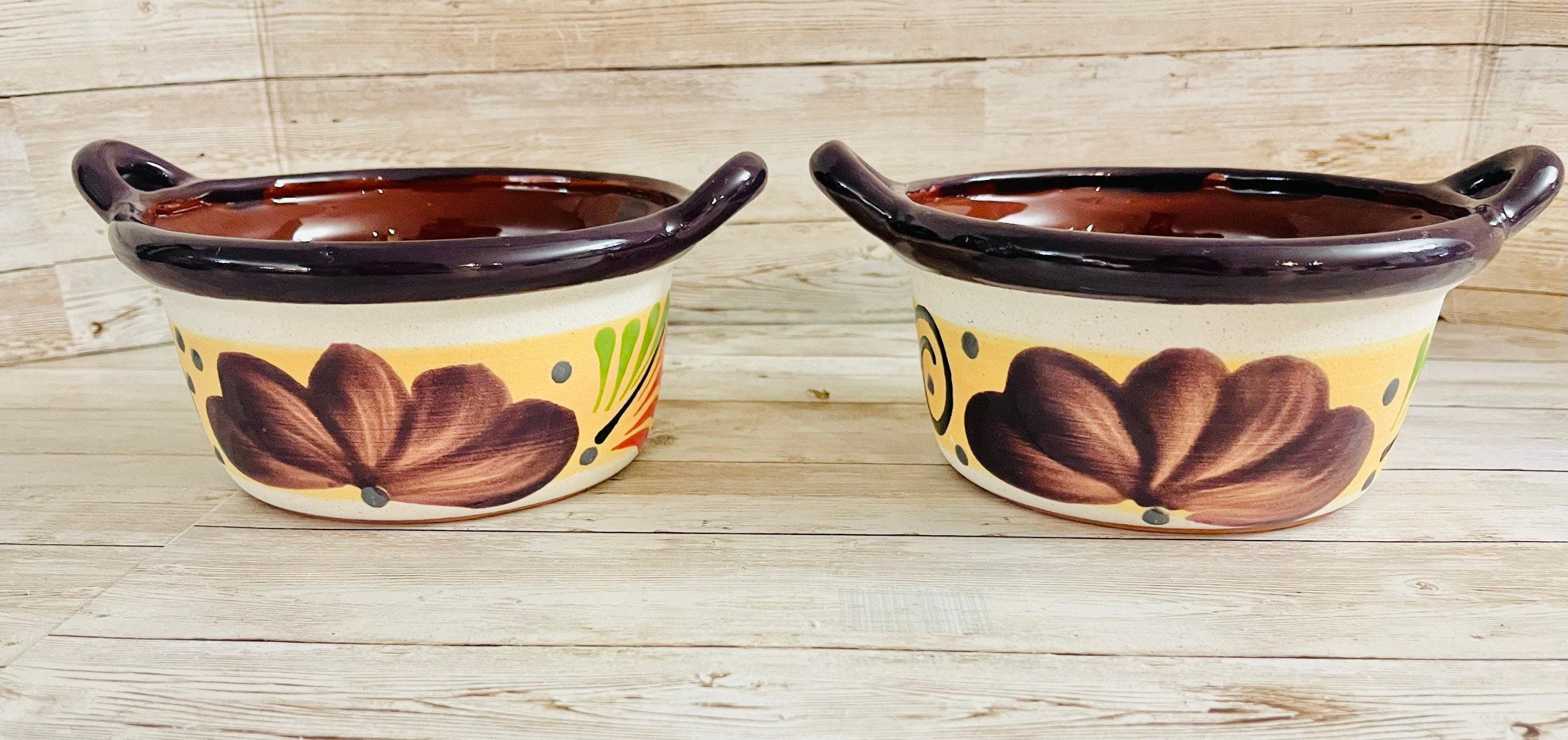 2 Terra Cota Mexican Clay Bowls 2 Platos Tazones de Barro by Chica Mexico