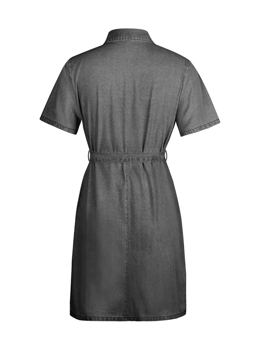 Full Size Zip Front Short Sleeve Denim Dress Plus Size by Selvanelle
