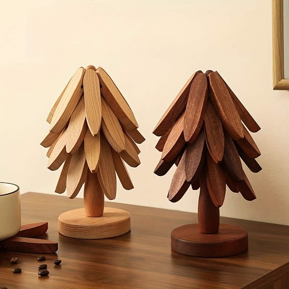 Solid Wood Heat-Resistant Table Mats – Tree-Shaped Coasters Set by DailySale