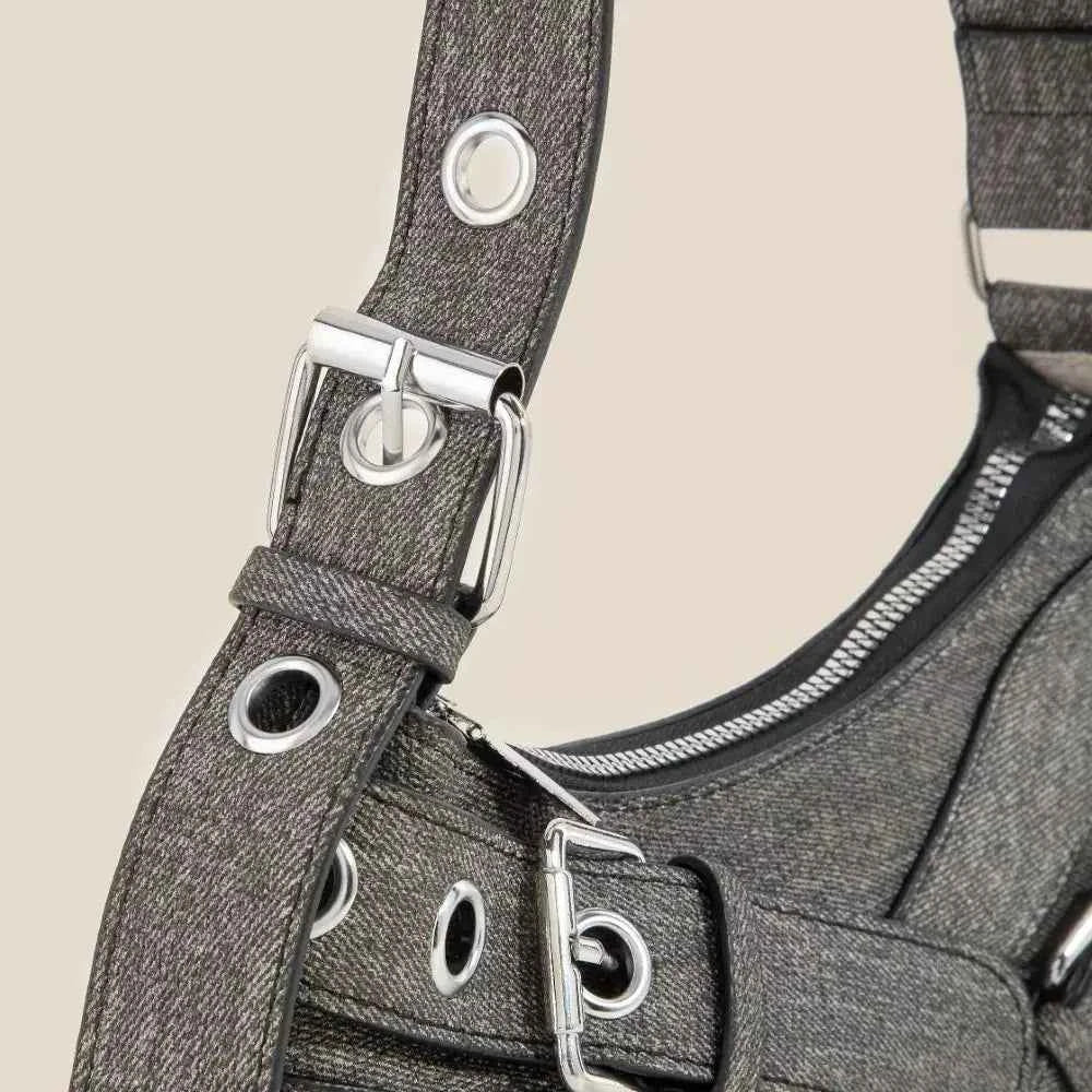 Fame Denim Belt Accent Shoulder Bag