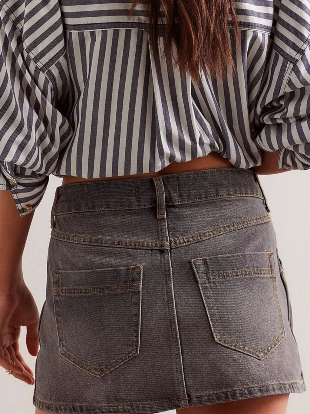 Asymmetrical Button Front Denim Skort