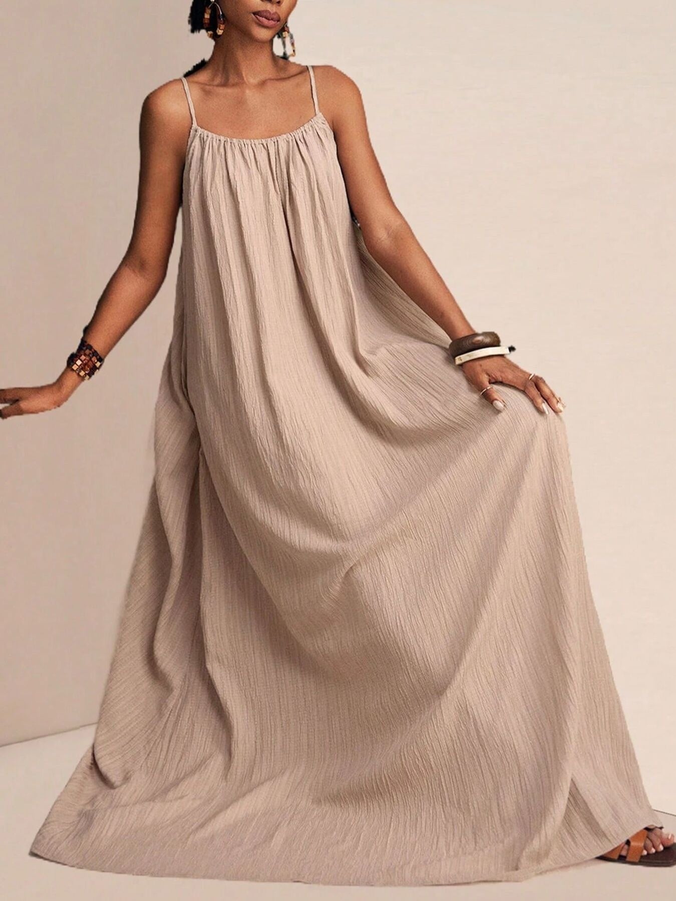 Spaghetti Strap Flowy Maxi Dress by Shopiebay