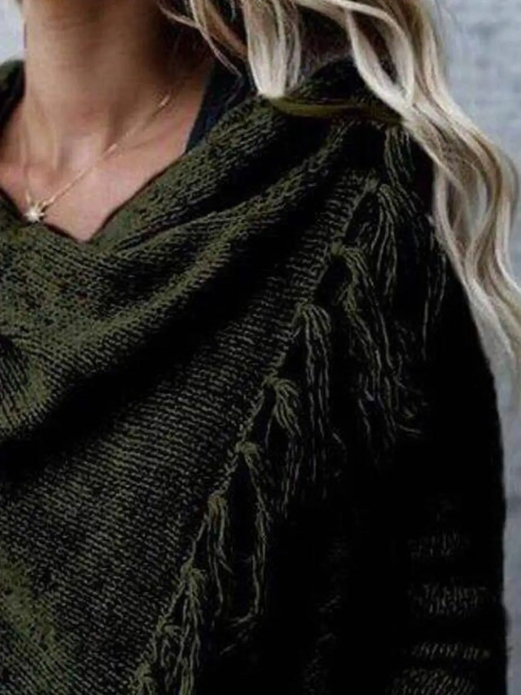 Fringe Long Sleeve Wrap Oversized Cardigan