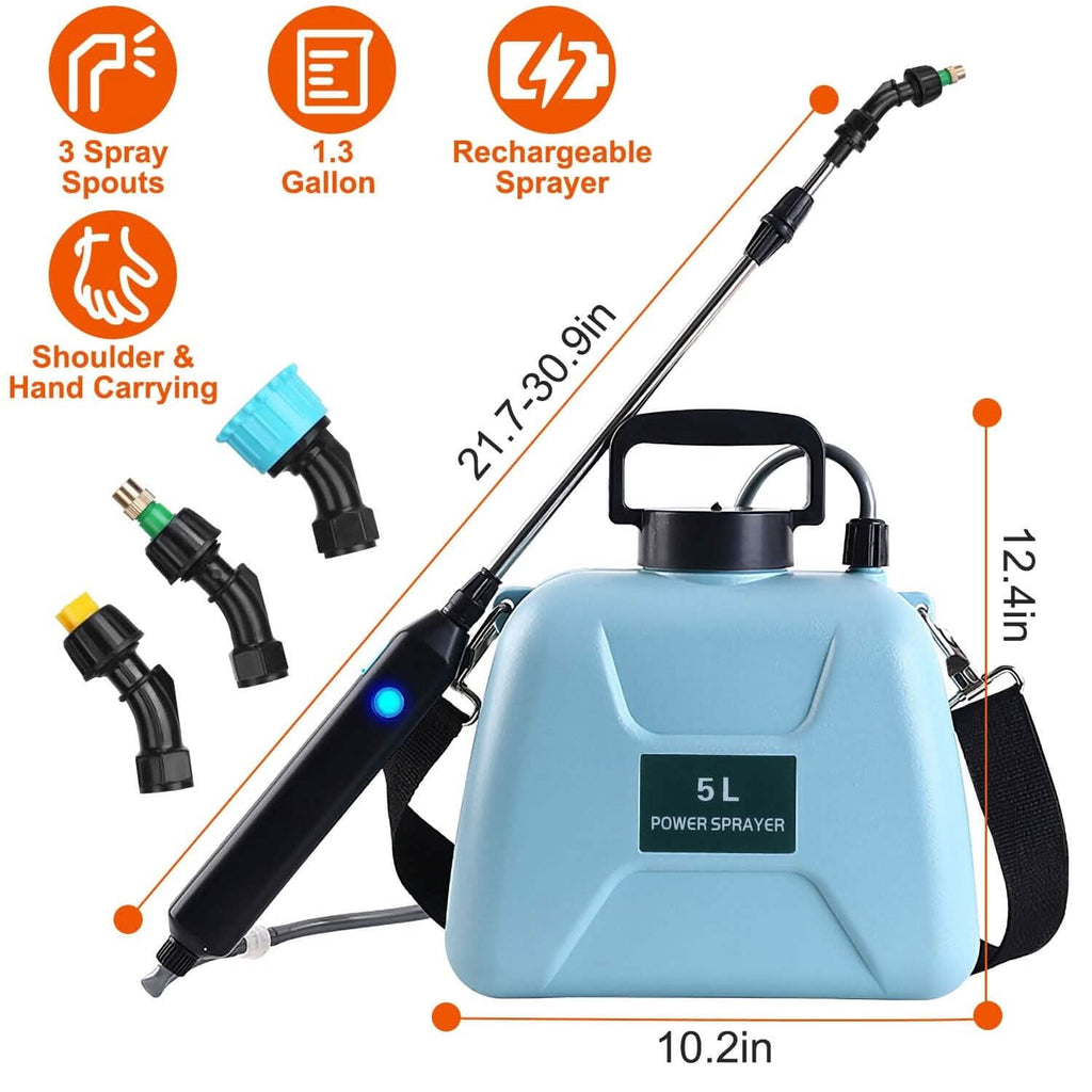 5L/1/3 Gallon Electric Plant Sprayer Telescopic Rechargeable with 3 Spray Sprouts by DailySale