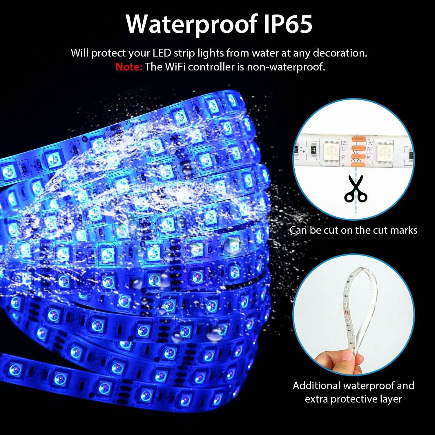 5M LED Strip Light 5050 SMD RGB Waterproof Smart WIFI IR APP Controller by DailySale