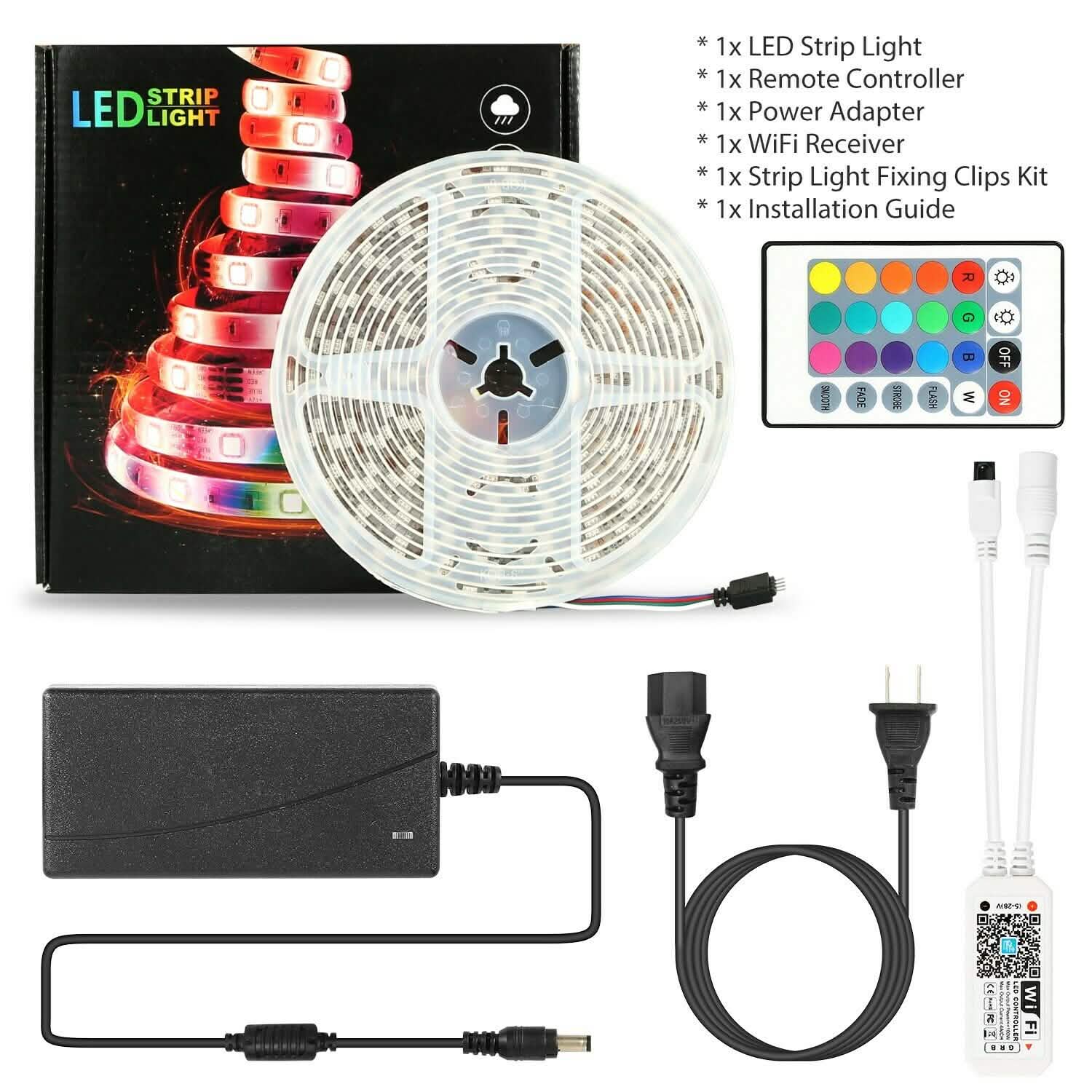 5M LED Strip Light 5050 SMD RGB Waterproof Smart WIFI IR APP Controller by DailySale