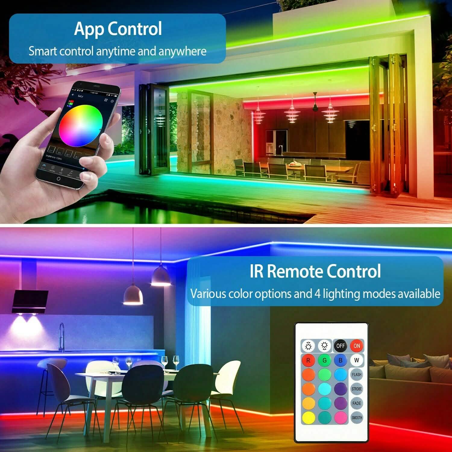 5M LED Strip Light 5050 SMD RGB Waterproof Smart WIFI IR APP Controller by DailySale