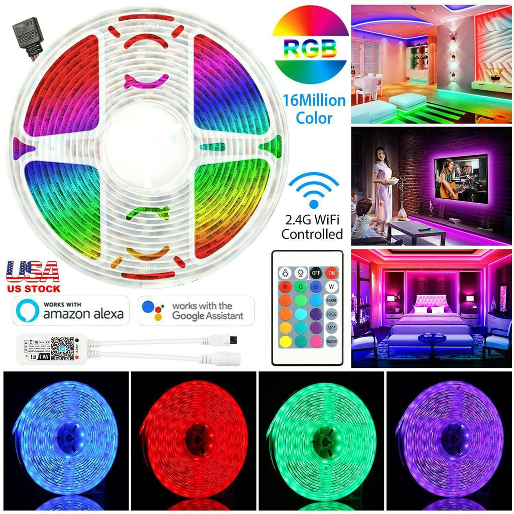 5M LED Strip Light 5050 SMD RGB Waterproof Smart WIFI IR APP Controller by DailySale