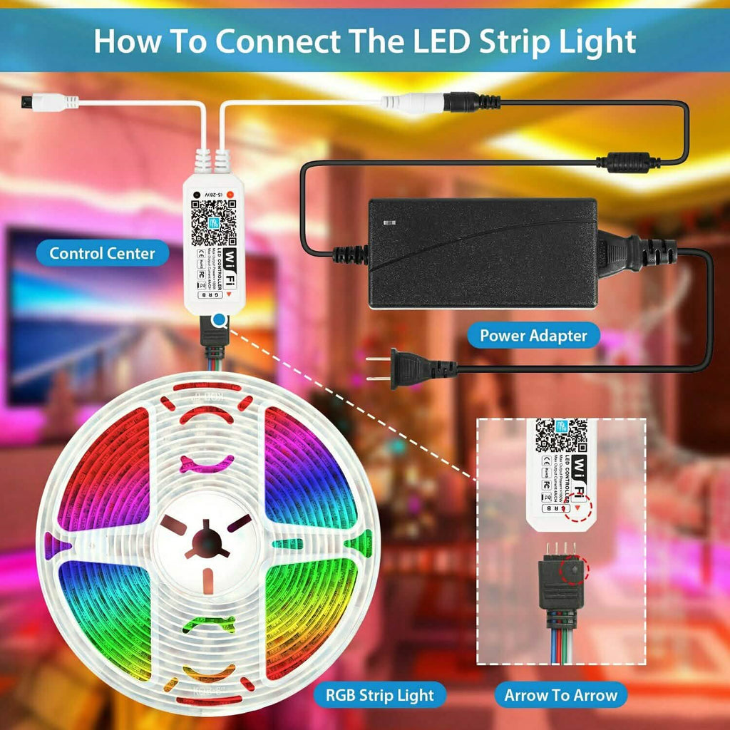 5M LED Strip Light 5050 SMD RGB Waterproof Smart WIFI IR APP Controller by DailySale
