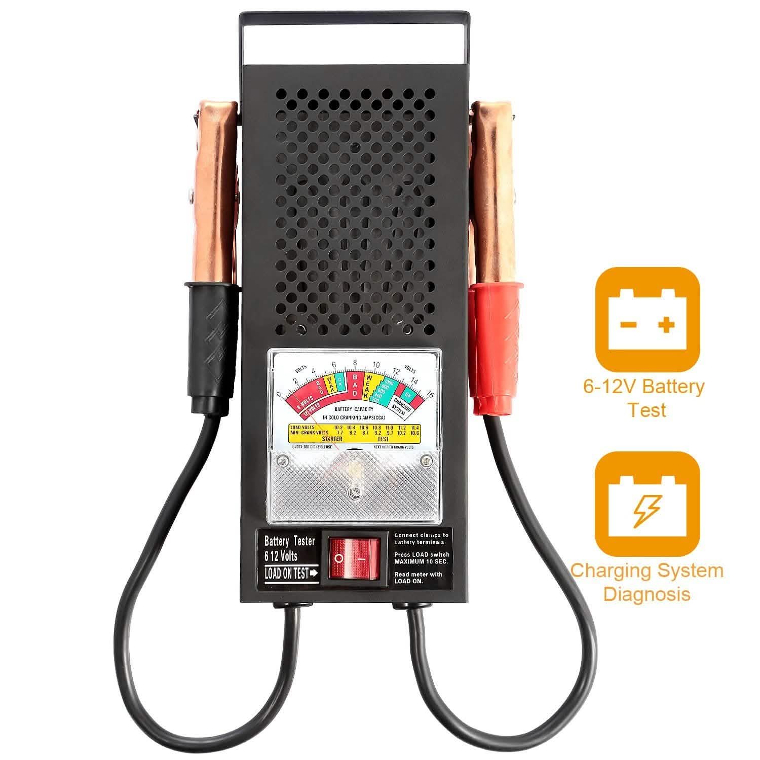6-12V Automotive Battery Tester with Heavy Duty Insulated Copper Clips by DailySale