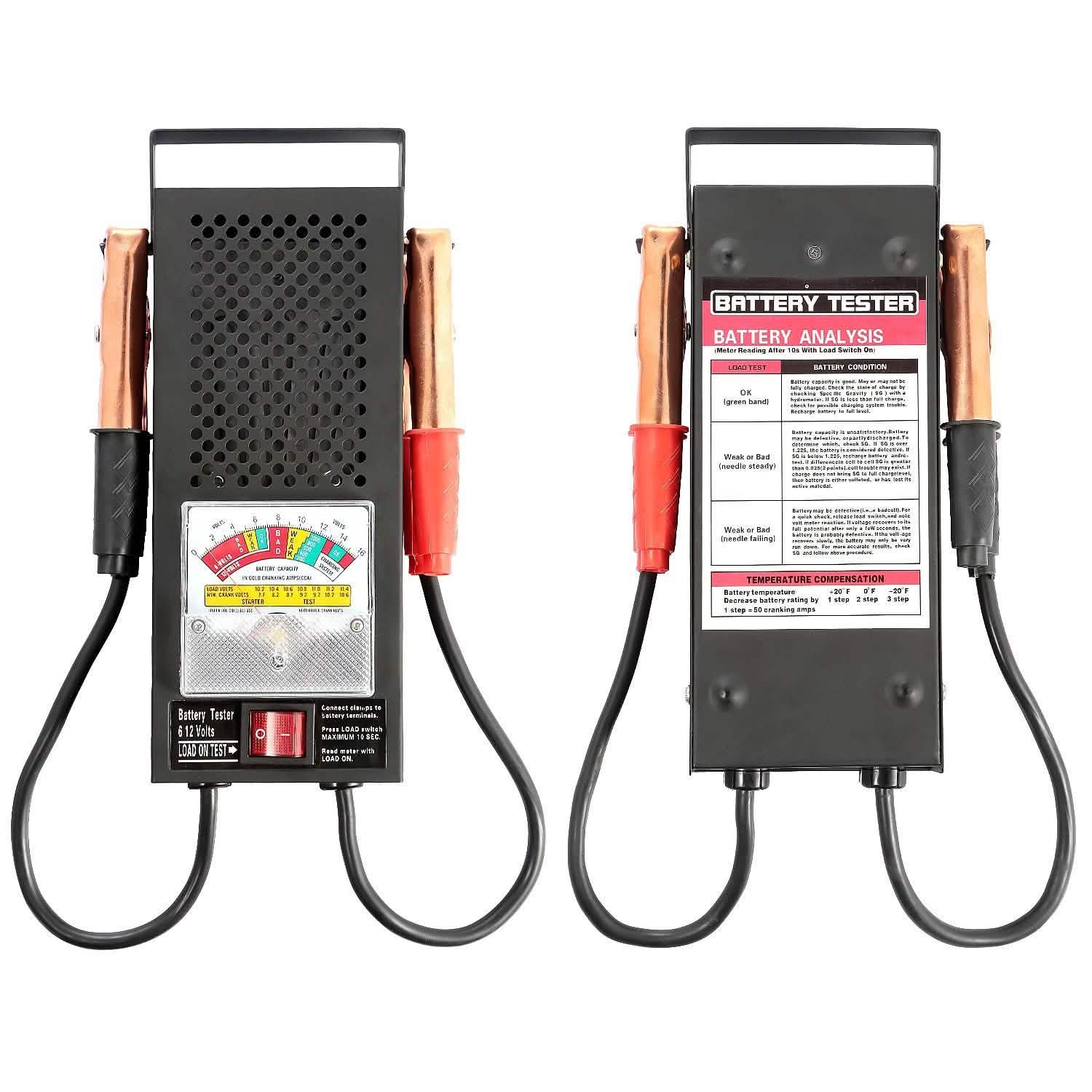 6-12V Automotive Battery Tester with Heavy Duty Insulated Copper Clips by DailySale