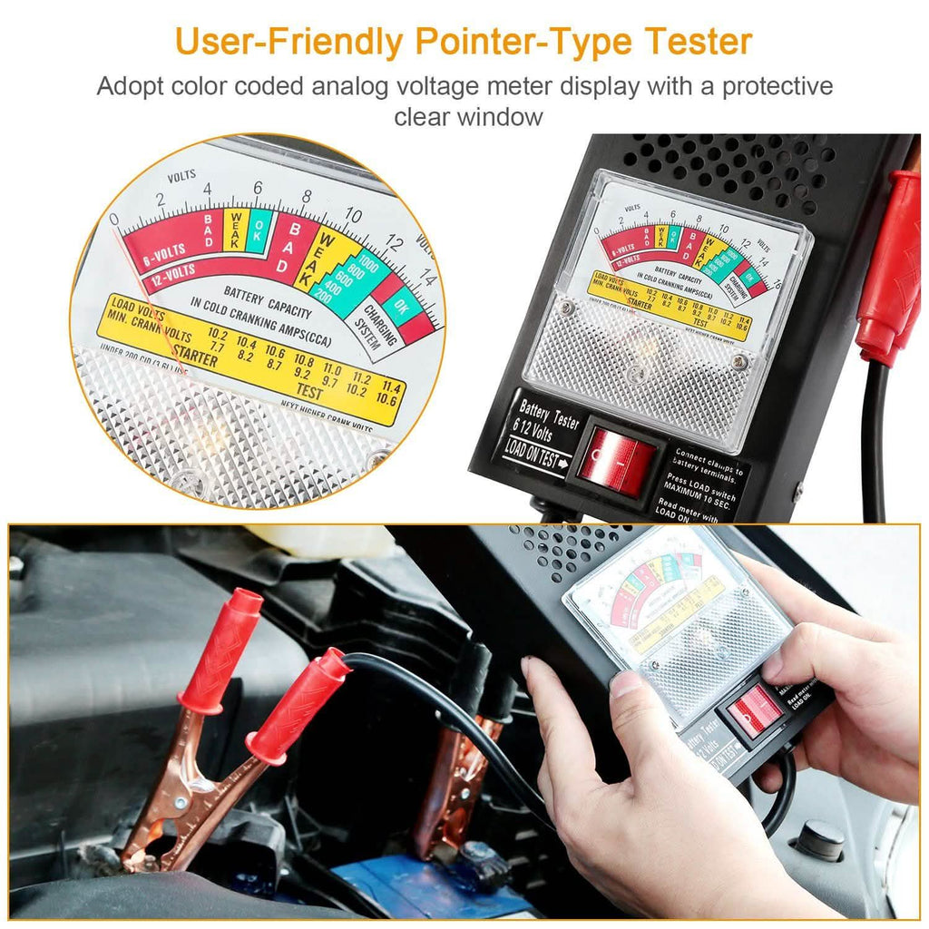 6-12V Automotive Battery Tester with Heavy Duty Insulated Copper Clips by DailySale