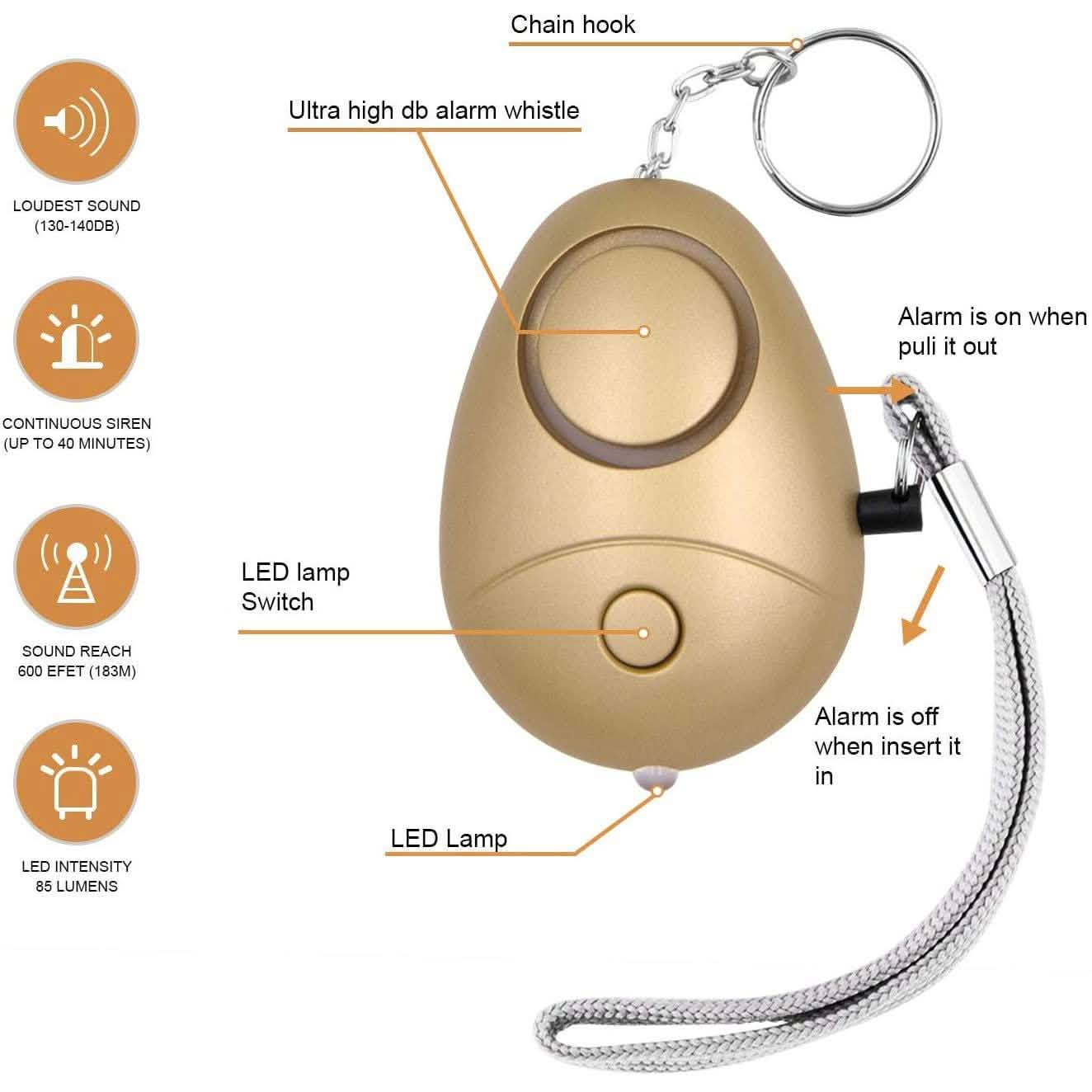 6-Pack: 140DB Personal Security Alarm Keychain with LED Lights by DailySale