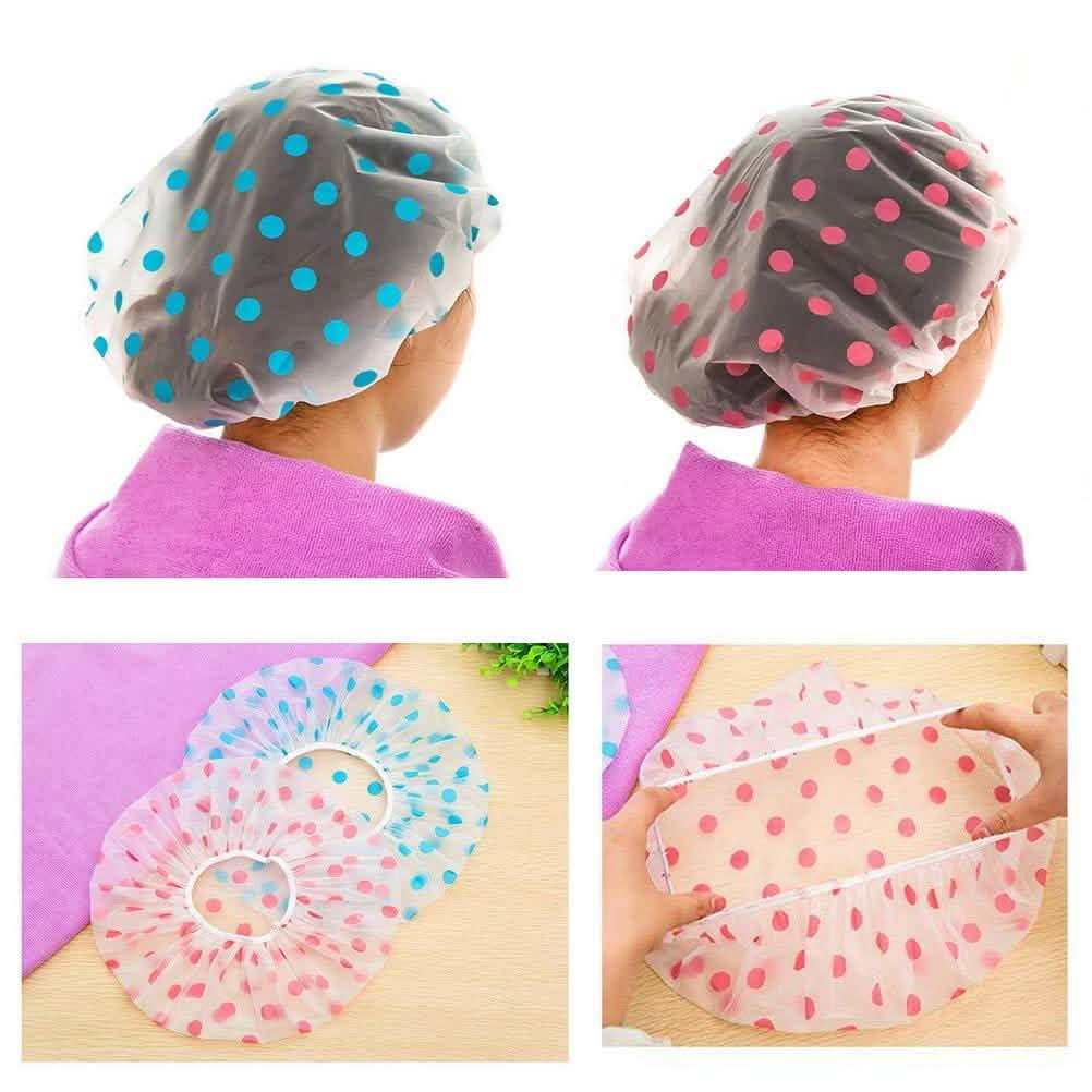 6-Pack: Reusable Shower Caps Elastic Band Bath Hair Hat by DailySale