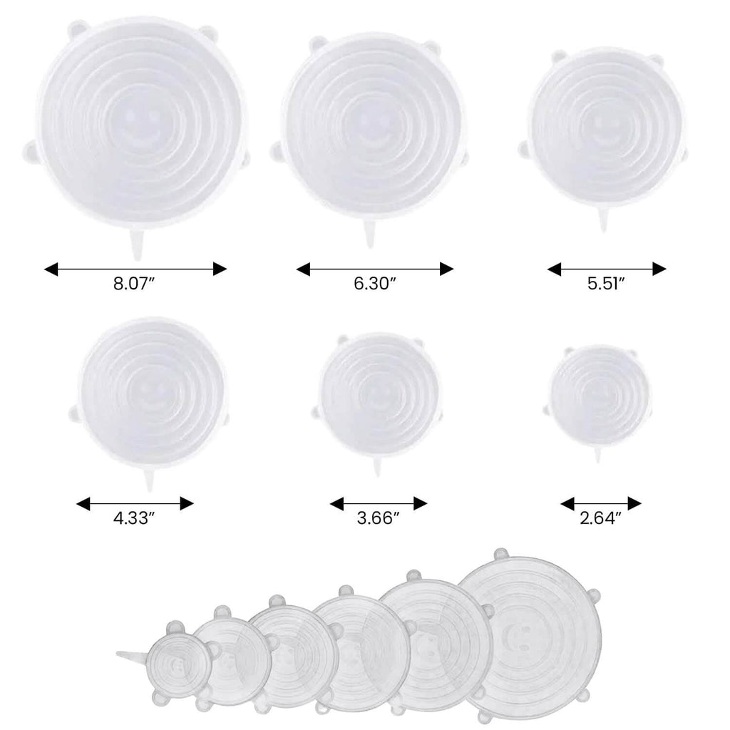 6-Pack: Reusable Silicone Stretch Container Lids Covers for Food Storage - Fit Most Containers by DailySale