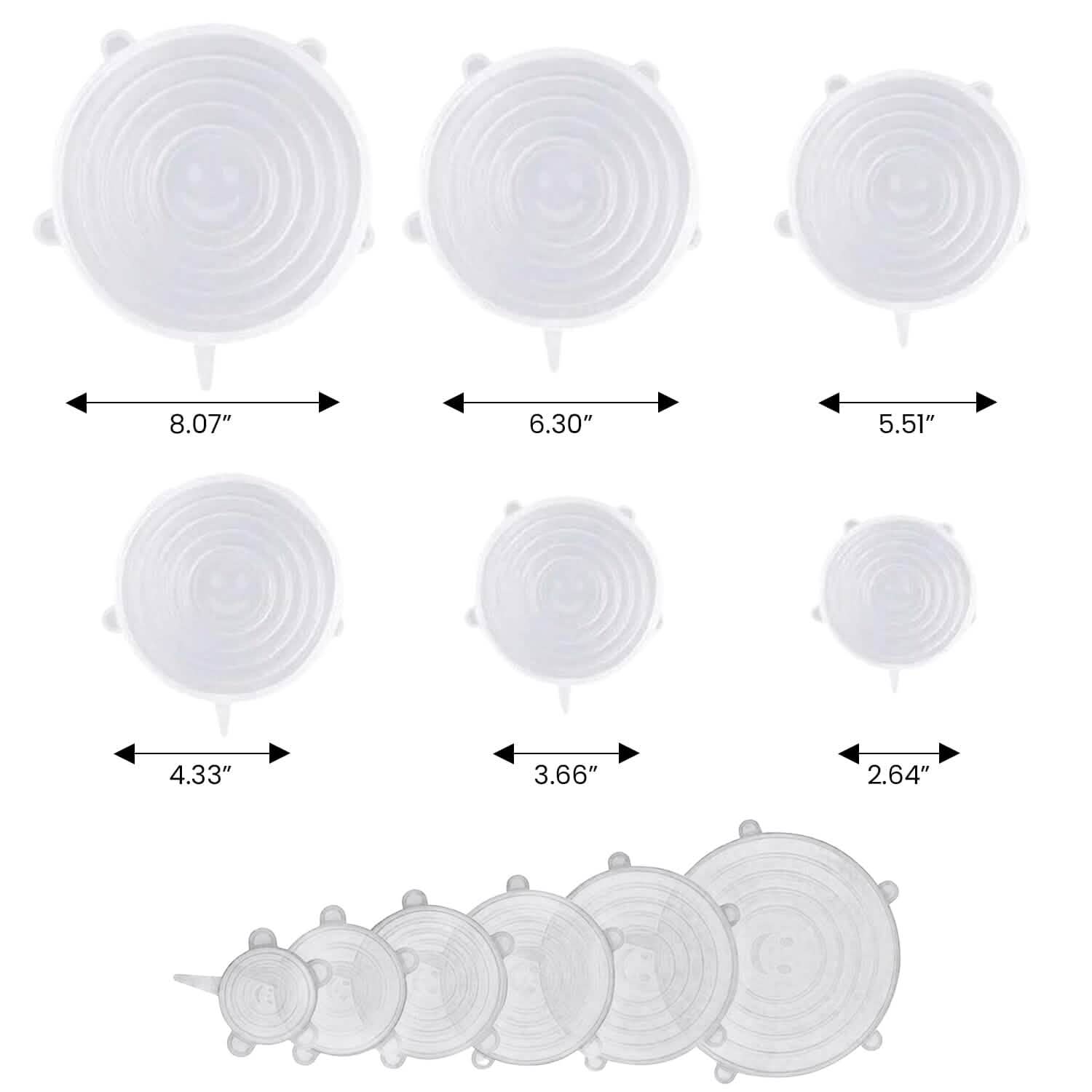 6-Pack: Reusable Silicone Stretch Container Lids Covers for Food Storage - Fit Most Containers by DailySale