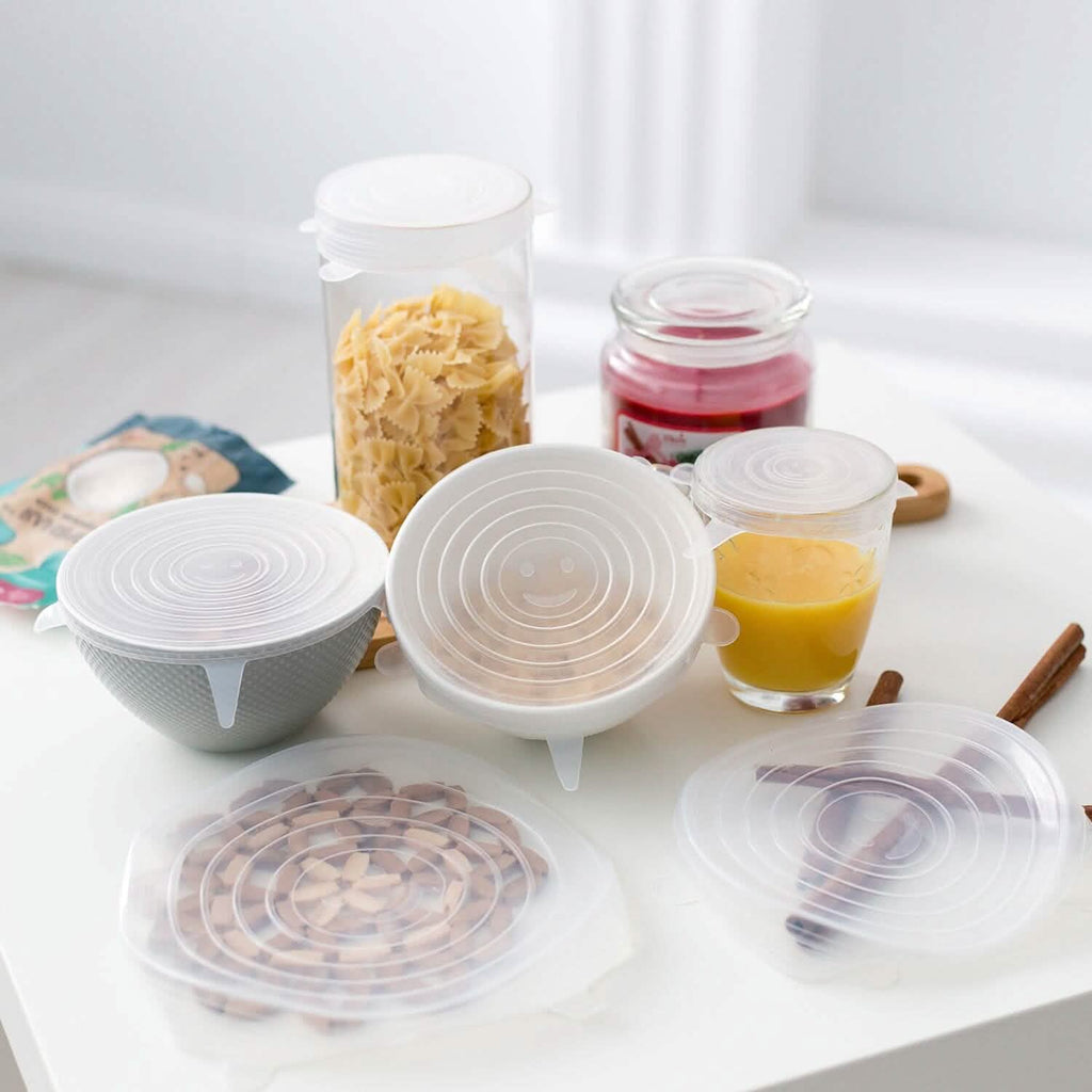 6-Pack: Reusable Silicone Stretch Container Lids Covers for Food Storage - Fit Most Containers by DailySale