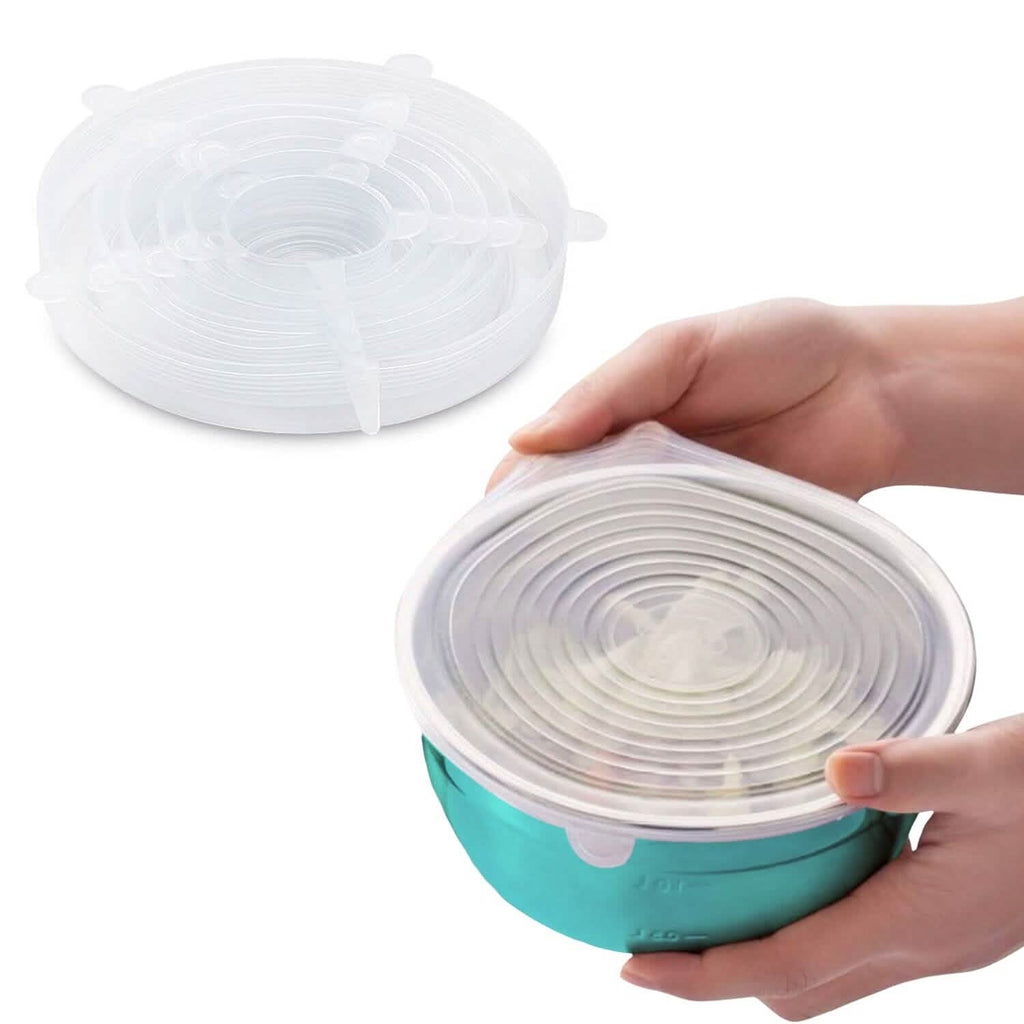 6-Pack: Reusable Silicone Stretch Container Lids Covers for Food Storage - Fit Most Containers by DailySale