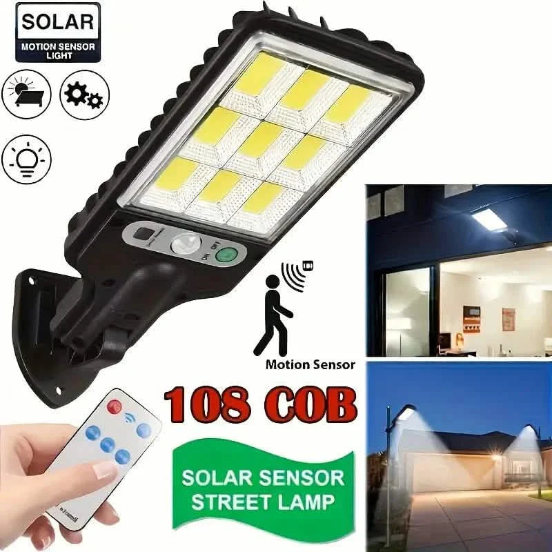 6-Pack: Solar Powered Motion Sensor Outdoor Garden Light with 108 COB LED Lights by DailySale