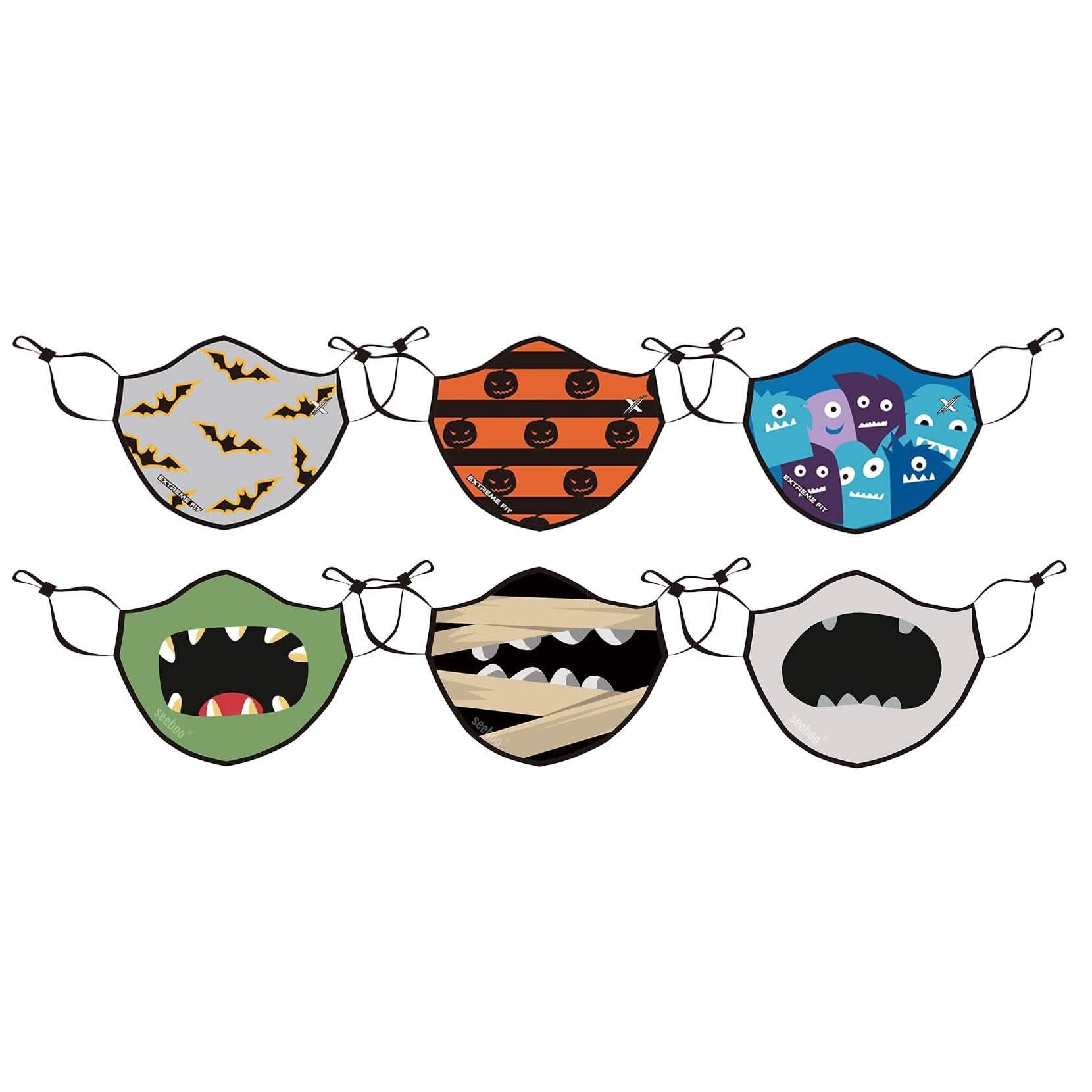 6-Pack: Two-Layer Reusable Halloween Kids Face Mask With Adjustable Earloop by DailySale