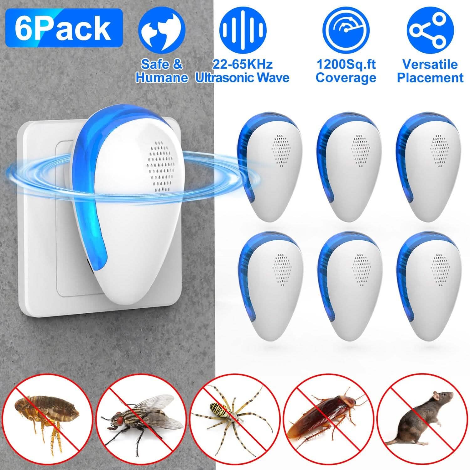 6-Pack: Ultrasonic Pest Repeller Indoor Plug in Bug Repellent by DailySale