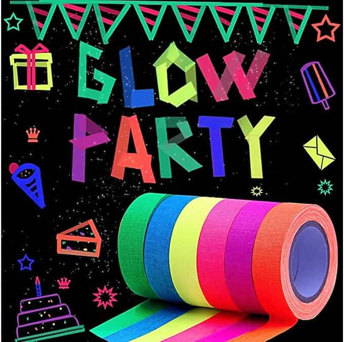 6-Pack: UV Gaffer Fluorescent Party Tape Blacklight Reactive Glow In The Dark Tape by DailySale