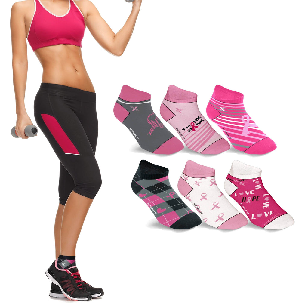 6-Pairs: Breast Cancer Awareness Ankle Compression Socks by DailySale