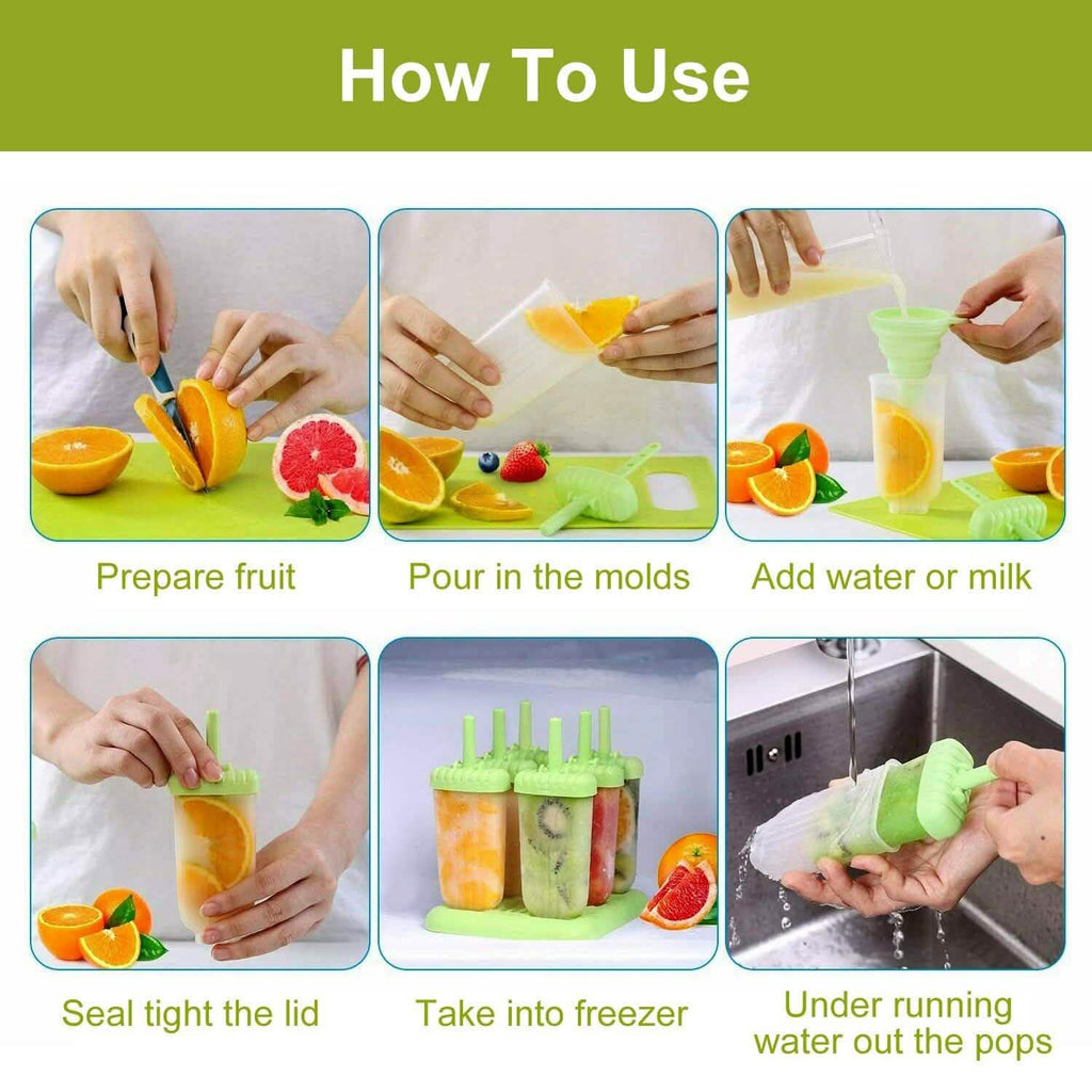 6-Piece: Popsicle Molds Reusable Ice Cream DIY Ice Pop Maker by DailySale