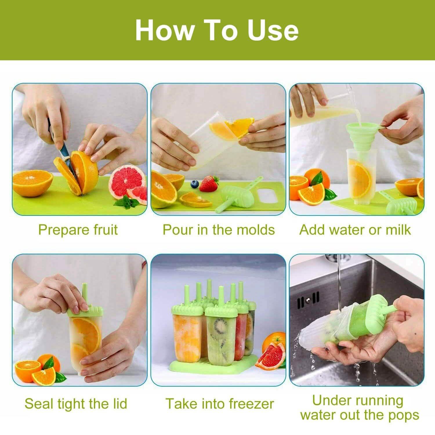 6-Piece: Popsicle Molds Reusable Ice Cream DIY Ice Pop Maker by DailySale