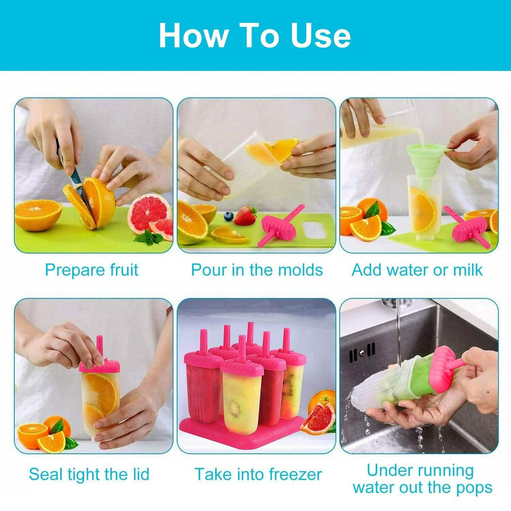 6-Piece: Popsicle Molds Reusable Ice Cream DIY Ice Pop Maker by DailySale