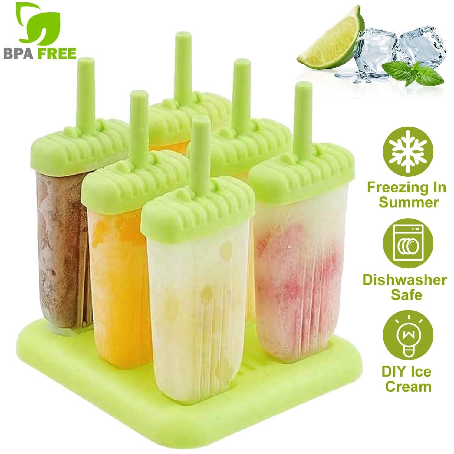 6-Piece: Popsicle Molds Reusable Ice Cream DIY Ice Pop Maker by DailySale