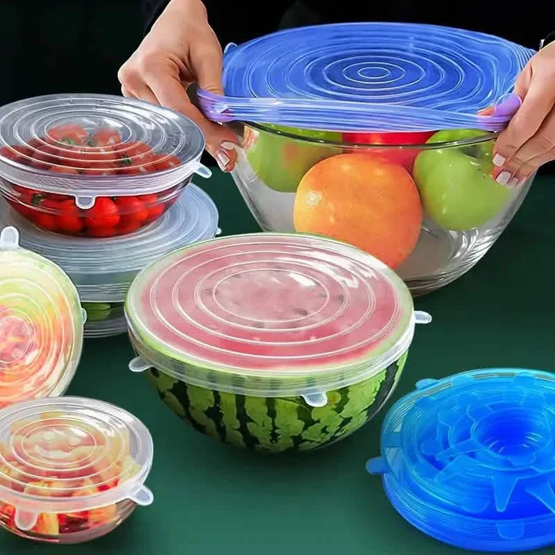 6-Piece Set: Silicone Stretch Lids, Reusable Durable Food Storage Lids by DailySale