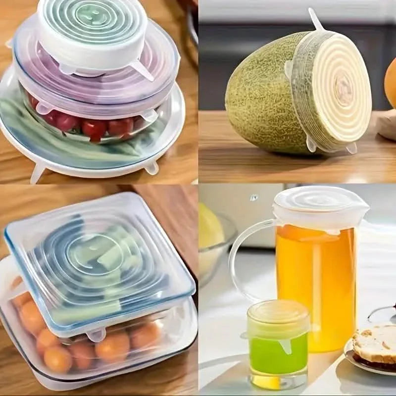 6-Piece Set: Silicone Stretch Lids, Reusable Durable Food Storage Lids by DailySale